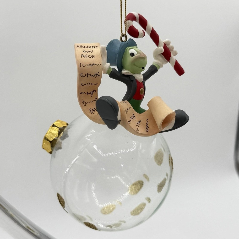 Disney Pinocchio Jiminy Cricket Naughty & Nice Christmas Ornament Buena Vista Fl - Picture 2 of 12